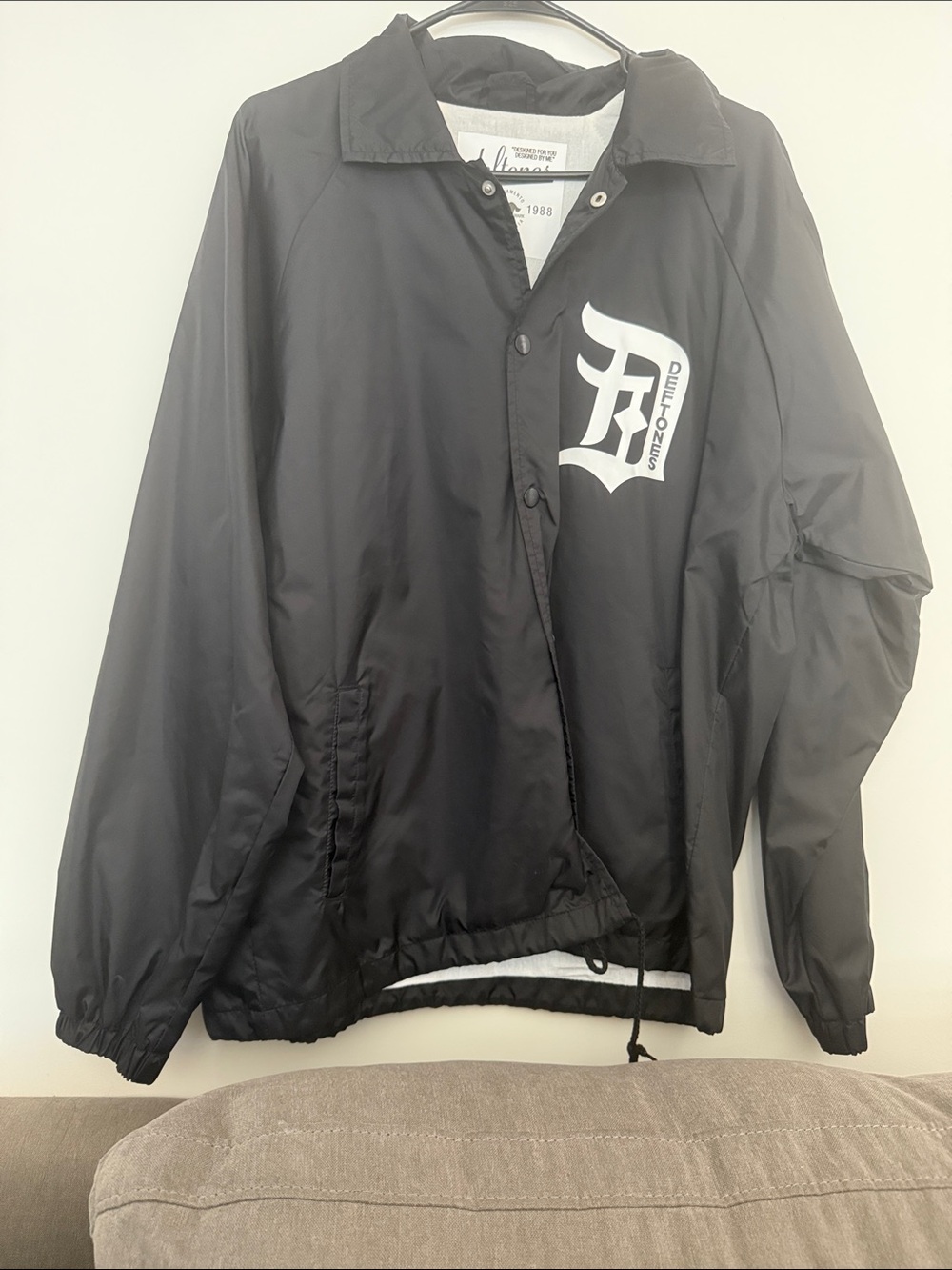 Men's Black Windbreaker Jacket with White Deftones Logo